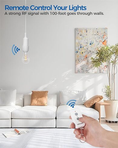 Remote Control Light Bulb Socket, Wireless Light Socket Switch, Remote Light Socket E26 Base for Pull Chain Light Fixture, 100FT Range, No Wiring, FCC Listed, 1 Remote + 1 Socket W01RS1106 in Saudi Arabia