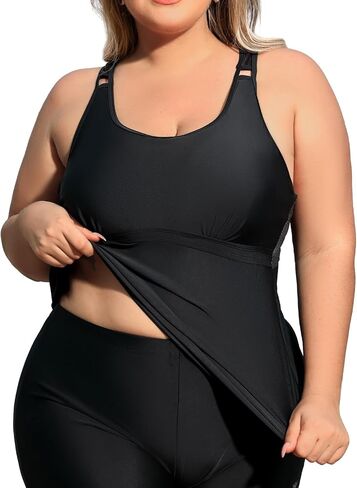 Angel season Plus Size Tankini Swimsuits for Women Zippered Two Piece with Shorts-Recommend Smaller One in Kuwait