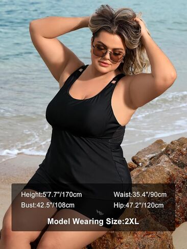 Angel season Plus Size Tankini Swimsuits for Women Zippered Two Piece with Shorts-Recommend Smaller One in Kuwait