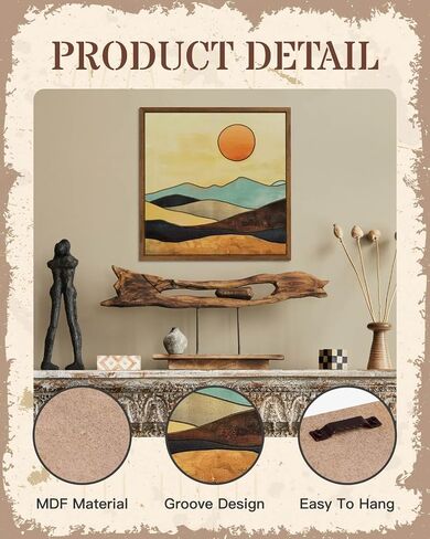 Putuo Decor Boho Wooden Wall Decor, Mountain Sun Moon Western Decor Nature Wilderness Wall Art, Rustic Cabin Decor Adventure Farmhouse Wall Decor for Living Room Bedroom (Sun) in Saudi Arabia