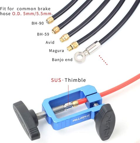 أداة إدخال محرك إبرة مطورة، أداة إدخال تركيب خرطوم هيدروليكي للدراجة، هيكل من سبائك الألومنيوم مع قاطع خرطوم هيدروليكي، قطعتان من الكشتبانات وحلقتان على شكل حرف O (أزرق) in Kuwait