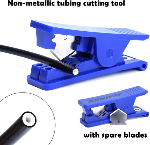 أداة إدخال محرك إبرة مطورة، أداة إدخال تركيب خرطوم هيدروليكي للدراجة، هيكل من سبائك الألومنيوم مع قاطع خرطوم هيدروليكي، قطعتان من الكشتبانات وحلقتان على شكل حرف O (أزرق) in Kuwait