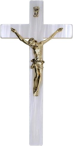 Ivory-Style Wall Crucifix with Gold-Tone Corpus | Catholic Home Décor and Devotional | Great Christian Gift for First Holy Communion and Confirmation (Large) in Saudi Arabia