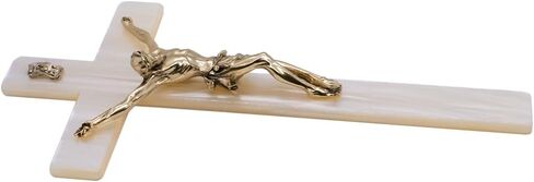 Ivory-Style Wall Crucifix with Gold-Tone Corpus | Catholic Home Décor and Devotional | Great Christian Gift for First Holy Communion and Confirmation (Large) in Saudi Arabia