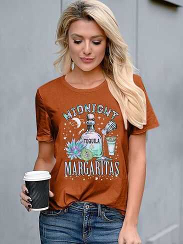 Midnight Margaritas Shirt Women Halloween Witches Shirt Novelty Graphic Witchy Party Tees Practical Magic Shirt in Kuwait