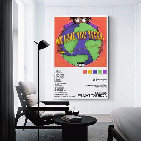 MEETJE Lil Tecca - ملصقات قماشية لألبوم We Love You Tecca لهدية جمالية للغرفة بدون إطار: 16 × 24 بوصة (40 × 60 سم) in Kuwait