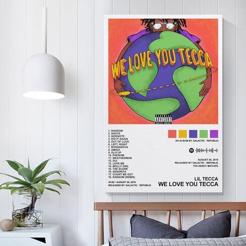 MEETJE Lil Tecca - ملصقات قماشية لألبوم We Love You Tecca لهدية جمالية للغرفة بدون إطار: 16 × 24 بوصة (40 × 60 سم) in Kuwait