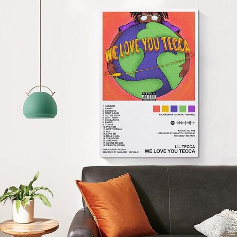 MEETJE Lil Tecca - ملصقات قماشية لألبوم We Love You Tecca لهدية جمالية للغرفة بدون إطار: 16 × 24 بوصة (40 × 60 سم) in Kuwait