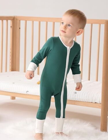 JunNeng Rayon من Bamboo Baby Romper Sleeper مع أقدام أساور القفاز، حديثي الولادة صبي فتاة سحاب مريح مناسب للنوم واللعب، قوس قزح + حيوان 3-6 أشهر in Kuwait