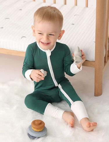 JunNeng Rayon من Bamboo Baby Romper Sleeper مع أقدام أساور القفاز، حديثي الولادة صبي فتاة سحاب مريح مناسب للنوم واللعب، قوس قزح + حيوان 3-6 أشهر in Kuwait