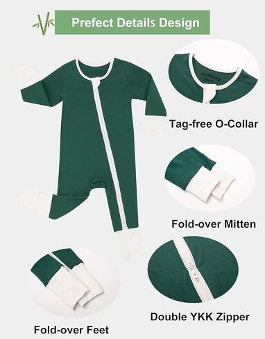 JunNeng Rayon من Bamboo Baby Romper Sleeper مع أقدام أساور القفاز، حديثي الولادة صبي فتاة سحاب مريح مناسب للنوم واللعب، قوس قزح + حيوان 3-6 أشهر in Kuwait