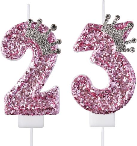 23 32 شموع عيد ميلاد، شموع الكيك 23 32، عيد ميلاد وردي رقم 23 32 شموع لتزيين الكيك للرجال والنساء in Kuwait