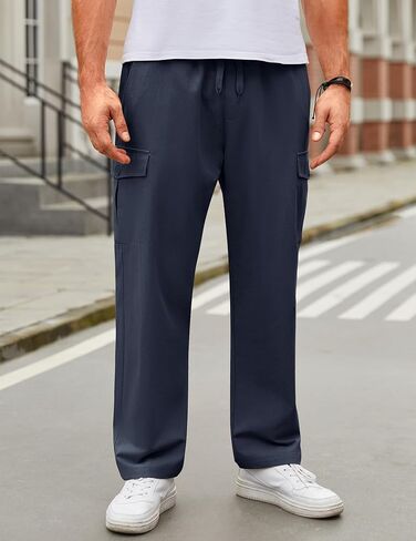 سروال رجالي كاجوال من COOFANDY مناسب للمشي لمسافات طويلة في الهواء الطلق، بنطال رياضي من القطن برباط مع جيوب in Kuwait