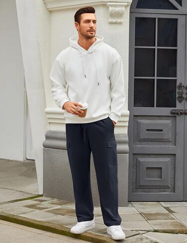 سروال رجالي كاجوال من COOFANDY مناسب للمشي لمسافات طويلة في الهواء الطلق، بنطال رياضي من القطن برباط مع جيوب in Kuwait