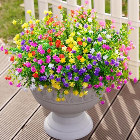 Ivydale Artificial Fake Outdoor Outside Mums Flowers Plants for Fall Autumn, 12 Bundles Faux Orange Plastic Shrubs Greenery Look Real UV Resistant for Front Door Porch Patio Balcony Garden Yard Decor in Saudi Arabia