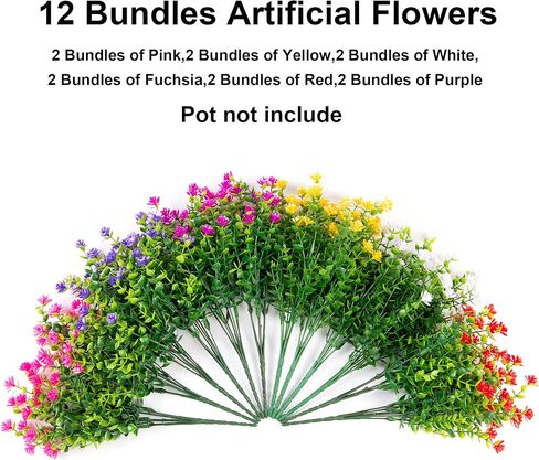 Ivydale Artificial Fake Outdoor Outside Mums Flowers Plants for Fall Autumn, 12 Bundles Faux Orange Plastic Shrubs Greenery Look Real UV Resistant for Front Door Porch Patio Balcony Garden Yard Decor in Saudi Arabia