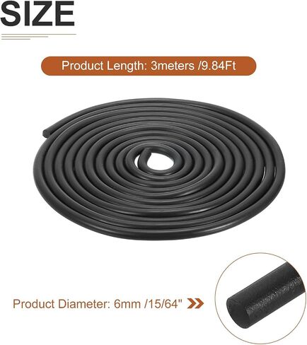 9mm x 2meters(DXL) Nitrile Rubber Round Seal Strip - 1Pack - Good for DIY Furniture - Round Solid Weather Stripping - Black in Saudi Arabia