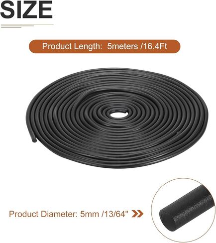 9mm x 2meters(DXL) Nitrile Rubber Round Seal Strip - 1Pack - Good for DIY Furniture - Round Solid Weather Stripping - Black in Saudi Arabia