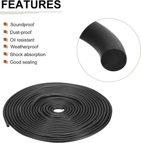 9mm x 2meters(DXL) Nitrile Rubber Round Seal Strip - 1Pack - Good for DIY Furniture - Round Solid Weather Stripping - Black in Saudi Arabia