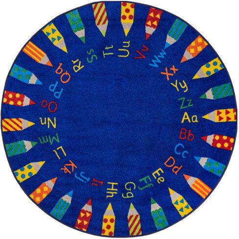 nuLOOM Rainbow Alphabet Area Rug, 5' Round, Blue in Saudi Arabia
