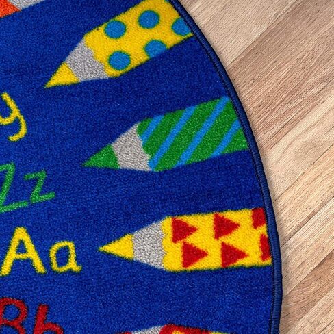 nuLOOM Rainbow Alphabet Area Rug, 5' Round, Blue in Saudi Arabia