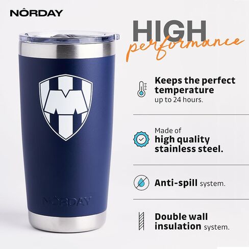 NORDAY | Tumbler Cup with Lid - 20oz Navy Rayados | Vacuum Insulated Tumbler - Travel Tumbler - Stainless Steel Tumblers - Double Wall Coffee Tumbler - Keeps Temperature up to 24hr - Anti Spill Lids in Saudi Arabia