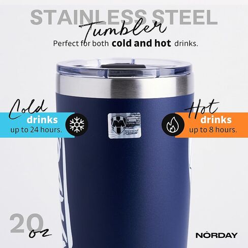 NORDAY | Tumbler Cup with Lid - 20oz Navy Rayados | Vacuum Insulated Tumbler - Travel Tumbler - Stainless Steel Tumblers - Double Wall Coffee Tumbler - Keeps Temperature up to 24hr - Anti Spill Lids in Saudi Arabia