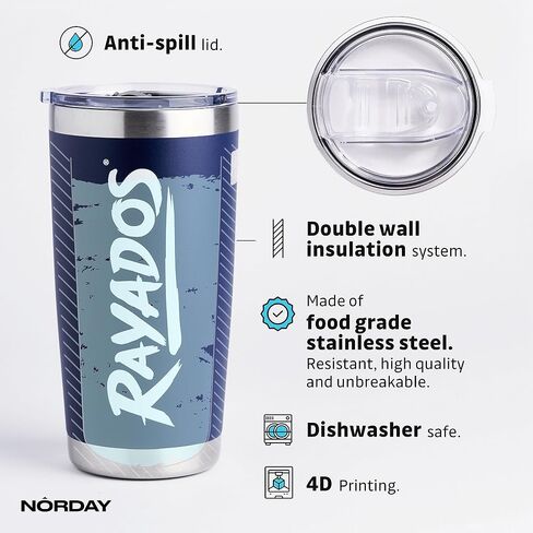 NORDAY | Tumbler Cup with Lid - 20oz Navy Rayados | Vacuum Insulated Tumbler - Travel Tumbler - Stainless Steel Tumblers - Double Wall Coffee Tumbler - Keeps Temperature up to 24hr - Anti Spill Lids in Saudi Arabia