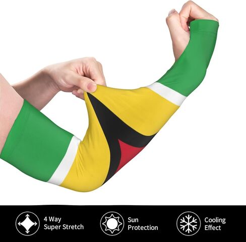 Cute Guyana Flag Sun Protection Cooling Arm Sleeves for Men Women Sleeves for Golf,Fishing, Cycling, Hiking in Saudi Arabia