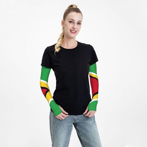 Cute Guyana Flag Sun Protection Cooling Arm Sleeves for Men Women Sleeves for Golf,Fishing, Cycling, Hiking in Saudi Arabia
