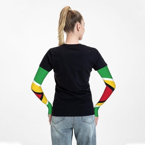 Cute Guyana Flag Sun Protection Cooling Arm Sleeves for Men Women Sleeves for Golf,Fishing, Cycling, Hiking in Saudi Arabia