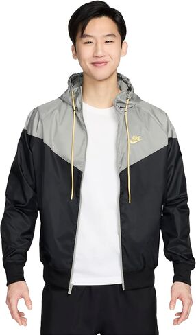 Nike Sportswear Windrunner Men's Hooded Jacket (US, Alpha, Medium, Regular, Regular, Black/Dark Stucco/Saturn Gold) in Saudi Arabia
