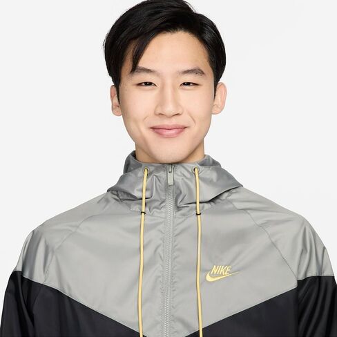 Nike Sportswear Windrunner Men's Hooded Jacket (US, Alpha, Medium, Regular, Regular, Black/Dark Stucco/Saturn Gold) in Saudi Arabia