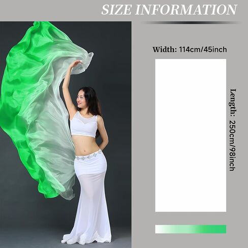 WEISIPU Women's Hand-Made Belly Dance Silk Scarf Veils Beautiful Gradual Colors Professional Performances 1.14x2.5m / 98"x45" in Saudi Arabia