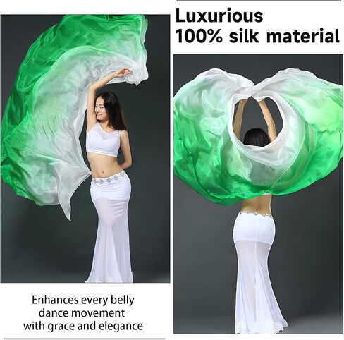 WEISIPU Women's Hand-Made Belly Dance Silk Scarf Veils Beautiful Gradual Colors Professional Performances 1.14x2.5m / 98"x45" in Saudi Arabia