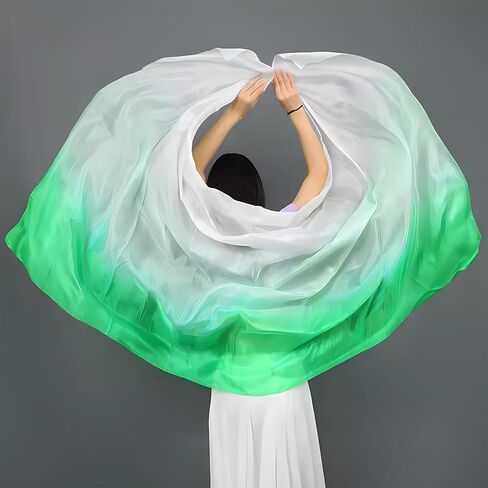 WEISIPU Women's Hand-Made Belly Dance Silk Scarf Veils Beautiful Gradual Colors Professional Performances 1.14x2.5m / 98"x45" in Saudi Arabia