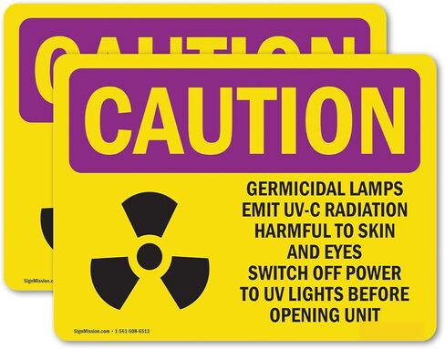 (عبوتان) مصابيح مبيدة للجراثيم تنبعث منها إشعاعات UV-C مع علامة تحذير من الإشعاع OSHA مقاس 5 بوصة × 3.5 بوصة ملصق فينيل مقاوم للطقس، محمي من الأشعة فوق البنفسجية لمكان العمل، صنع في الولايات المتحدة الأمريكية in Saudi Arabia