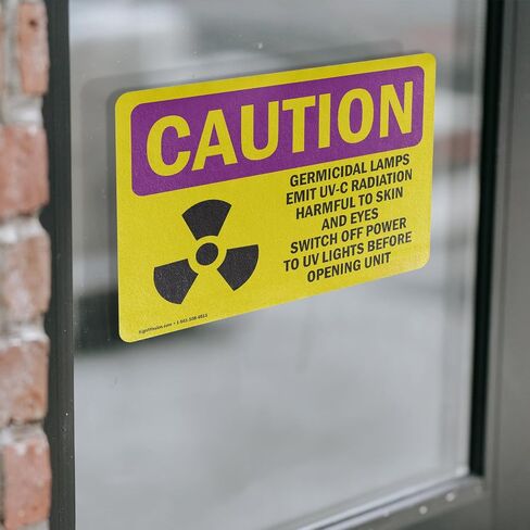 (عبوتان) مصابيح مبيدة للجراثيم تنبعث منها إشعاعات UV-C مع علامة تحذير من الإشعاع OSHA مقاس 5 بوصة × 3.5 بوصة ملصق فينيل مقاوم للطقس، محمي من الأشعة فوق البنفسجية لمكان العمل، صنع في الولايات المتحدة الأمريكية in Saudi Arabia