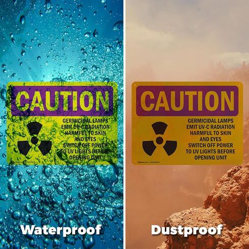 (عبوتان) مصابيح مبيدة للجراثيم تنبعث منها إشعاعات UV-C مع علامة تحذير من الإشعاع OSHA مقاس 5 بوصة × 3.5 بوصة ملصق فينيل مقاوم للطقس، محمي من الأشعة فوق البنفسجية لمكان العمل، صنع في الولايات المتحدة الأمريكية in Saudi Arabia