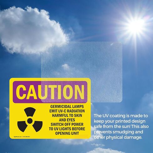 (عبوتان) مصابيح مبيدة للجراثيم تنبعث منها إشعاعات UV-C مع علامة تحذير من الإشعاع OSHA مقاس 5 بوصة × 3.5 بوصة ملصق فينيل مقاوم للطقس، محمي من الأشعة فوق البنفسجية لمكان العمل، صنع في الولايات المتحدة الأمريكية in Saudi Arabia