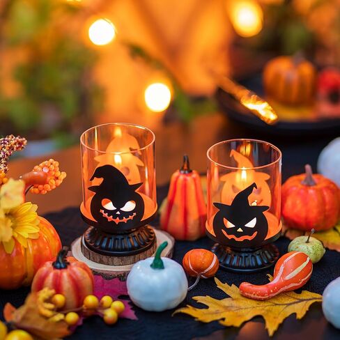 رومادي عيد الهالوين حامل شموع اليقطين ديكور حامل إعصار مخيف أسود سقوط الجدول الديكور Tealight المركزية لحفل العشاء in Kuwait