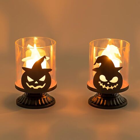 رومادي عيد الهالوين حامل شموع اليقطين ديكور حامل إعصار مخيف أسود سقوط الجدول الديكور Tealight المركزية لحفل العشاء in Kuwait