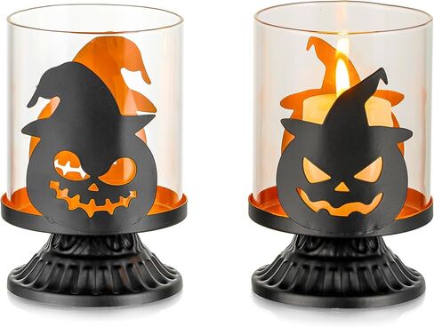 رومادي عيد الهالوين حامل شموع اليقطين ديكور حامل إعصار مخيف أسود سقوط الجدول الديكور Tealight المركزية لحفل العشاء in Kuwait