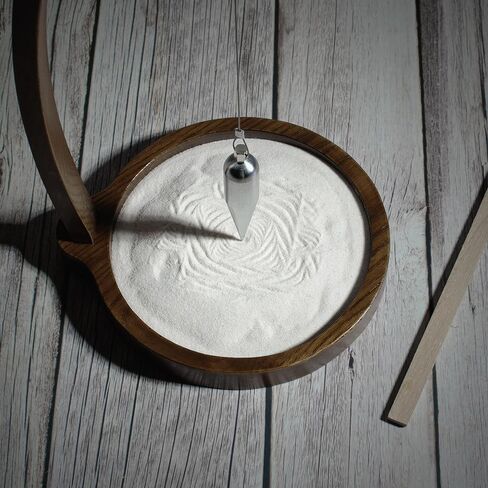 Wooden Sand Pendulum for Desk - Creative Swinging Sand Tracing Pendulum, Magical Kinetic Desk Decor for Zen Office and Home, Relaxing Accessories for Tensegrity and Ornament Gifts (Brown) in Kuwait