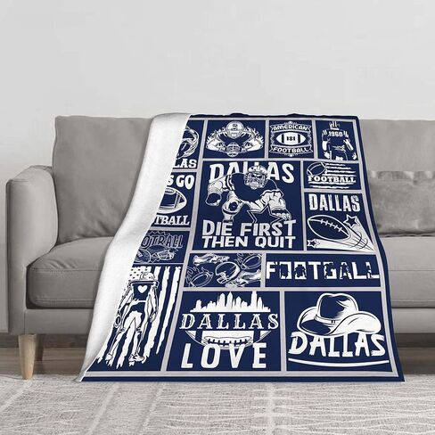 Dallas Football Lovers Flannel Blanket, Blue Plush Travel Blanket, Team Color Soft Fleece Throw Blanket 50"x60" in Saudi Arabia