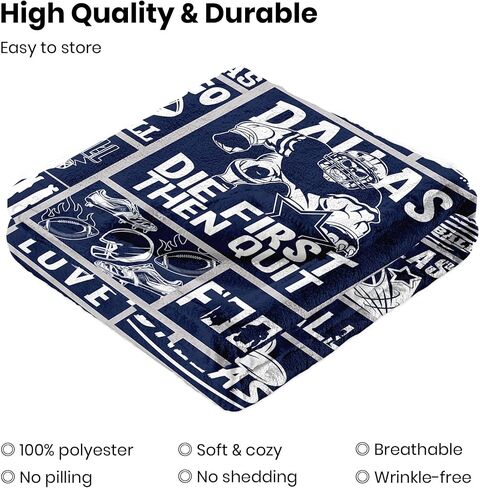 Dallas Football Lovers Flannel Blanket, Blue Plush Travel Blanket, Team Color Soft Fleece Throw Blanket 50"x60" in Saudi Arabia