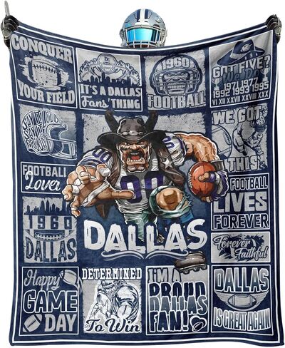 Dallas Football Lovers Flannel Blanket, Blue Plush Travel Blanket, Team Color Soft Fleece Throw Blanket 50"x60" in Saudi Arabia