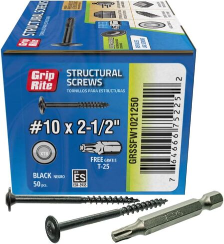 GRSSFW1021250-GRIP-RITE #10 X 2-1/2 بوصة PRIMEGUARD Plus مطلي T-25 ستار درايف رأس غسالة خشن نوع 17 نقطة برغي هيكلي 50 قطعة in Saudi Arabia