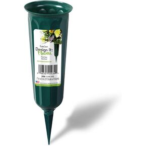 FloraCraft Plastic Cemetery Vase with Detachable Spike 3 Inch x 7 Inch Green