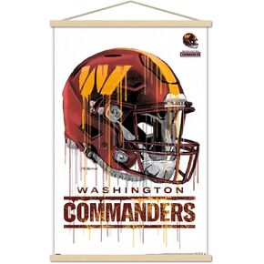 Trends International NFL Washington Commanders - Drip Helmet 22 Wall Poster, 22.375" x 34", Print and Black Hanger Bundle